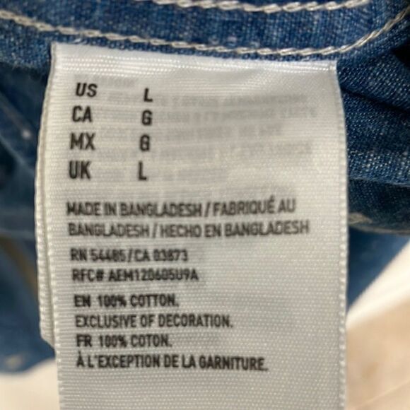 AE Polka Dot Button Down American Eagle Outfitters Shirt Unisex Shacket Sz L - Picture 7 of 9